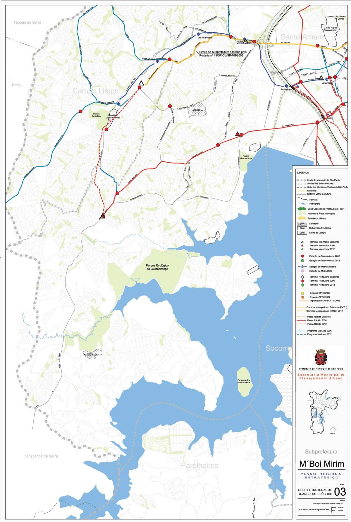 Карта М'бои Мирине Сан - Паулу- общественный транспорт
