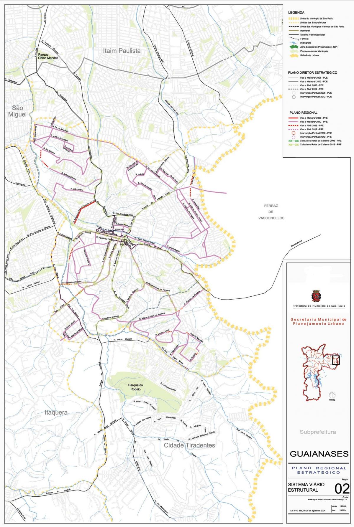 Карта Guaianases Сан - Паулу- дорог