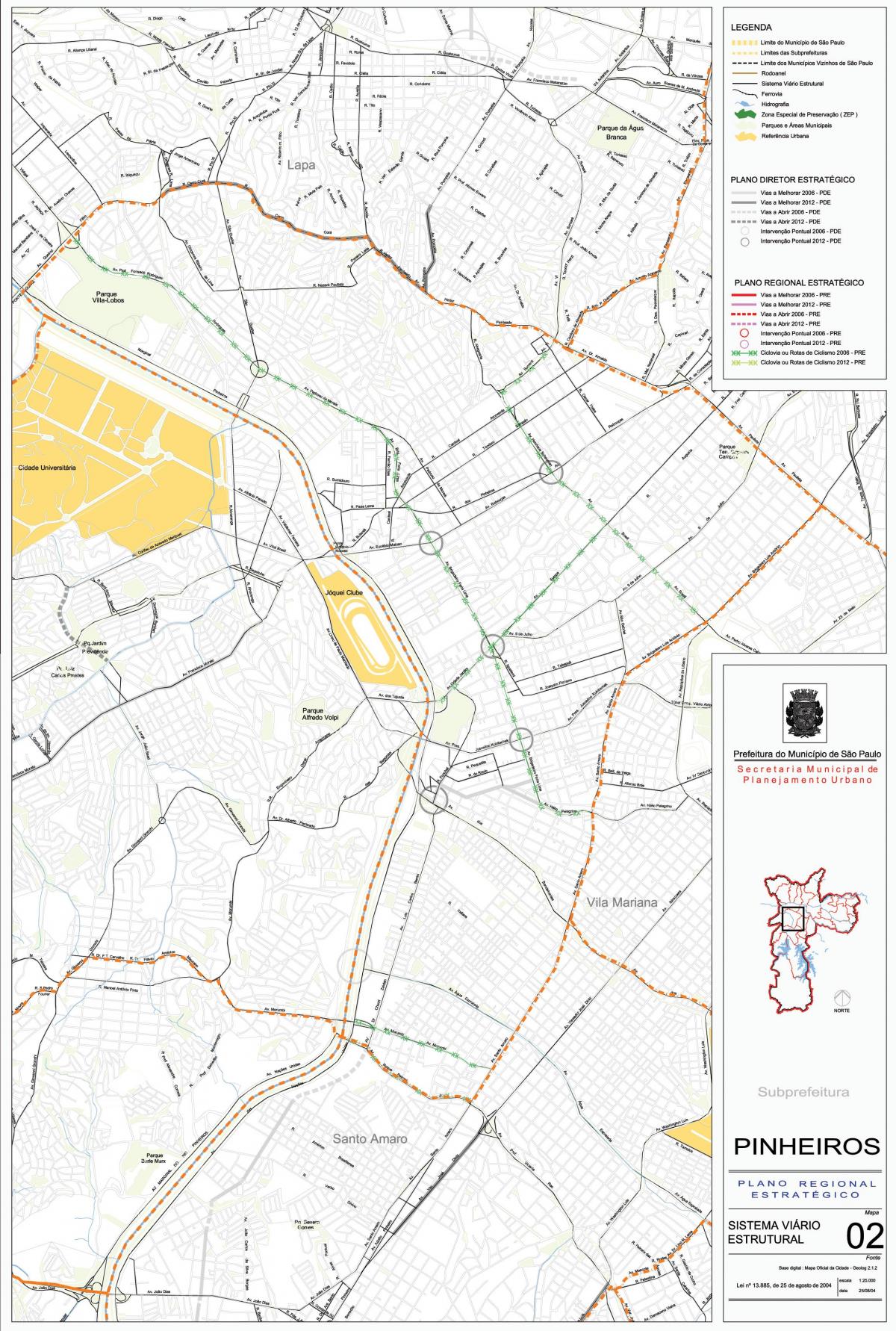 Карта Пинхейрос города Сан - Паулу- дорог