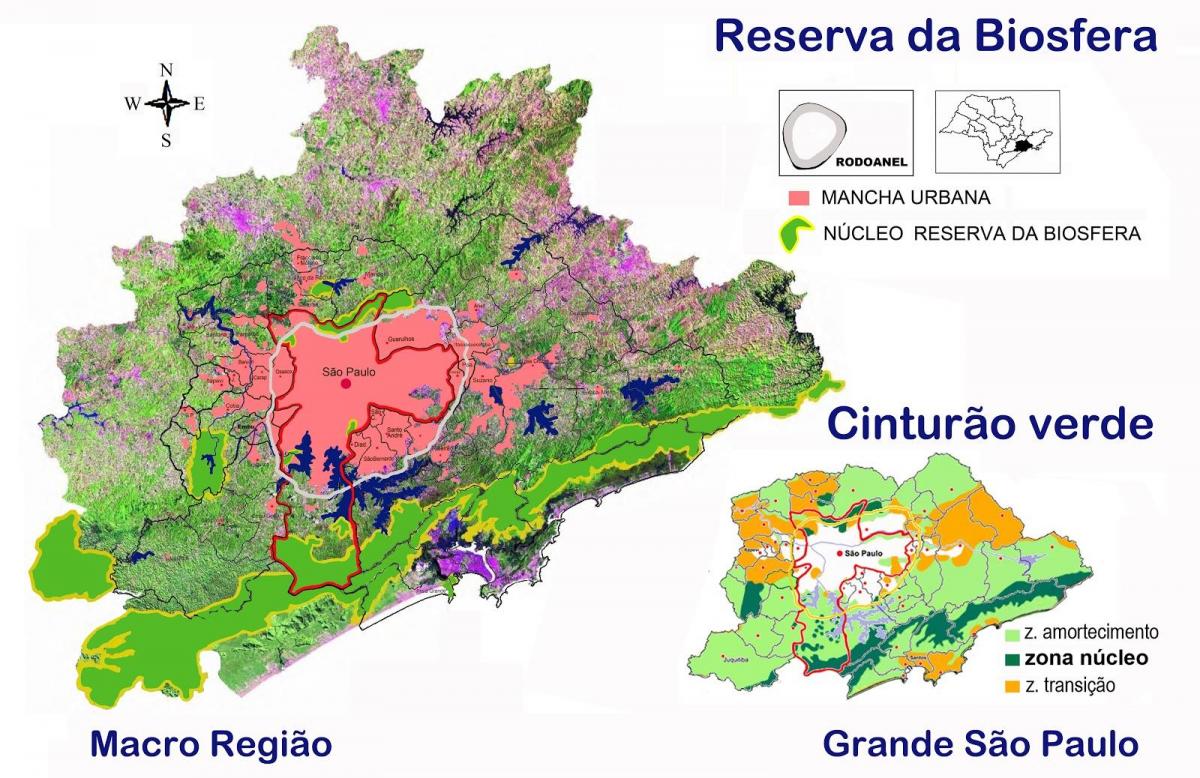 Карта биосферного заповедника зеленого пояса Сан-Паулу