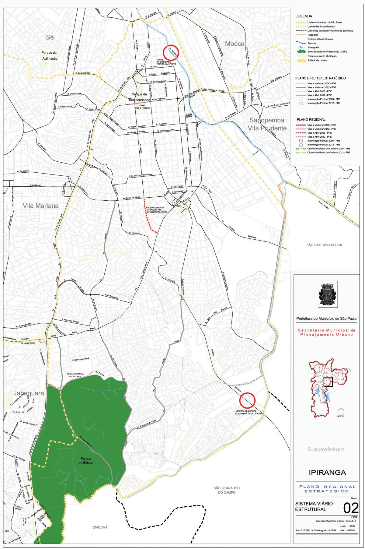 Карта Ипиранга-Сан-Паулу - дорог