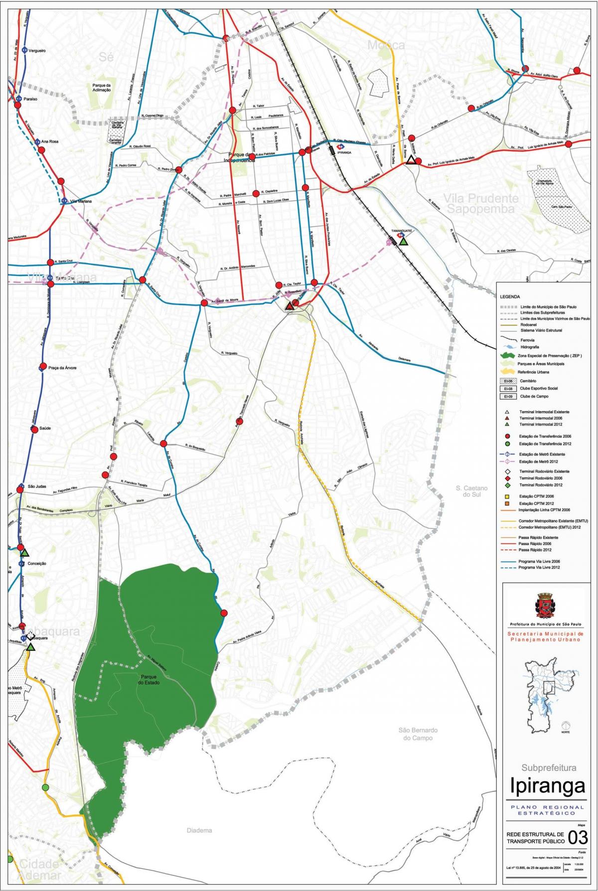 Карта Ипиранга-Сан-Паулу - общественный транспорт