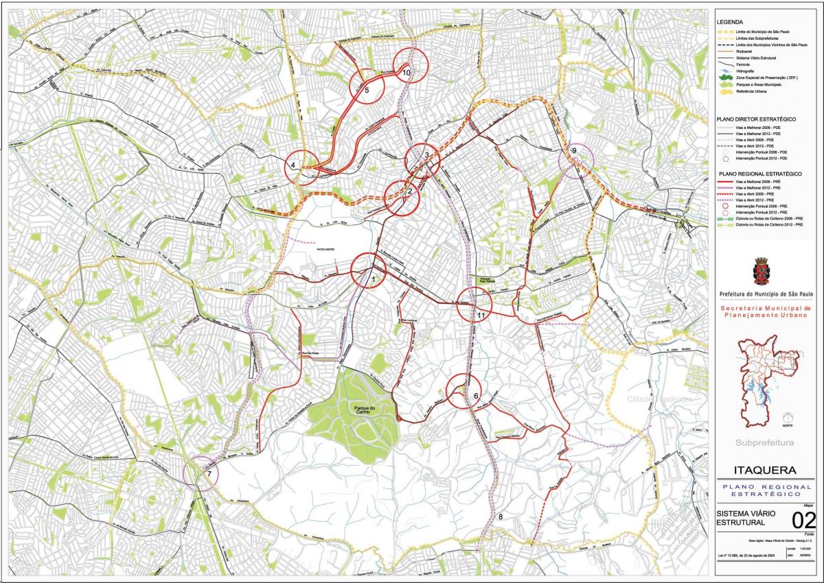 Карта Итакера в Сан-Паулу - дорог