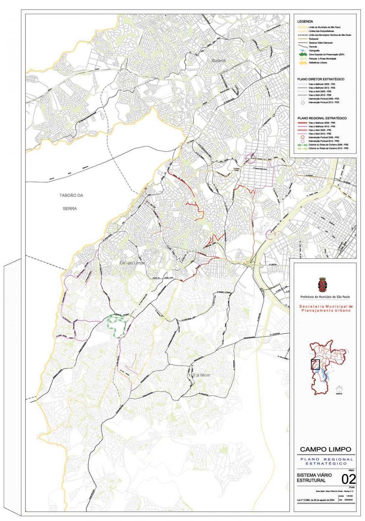 Карта Кампу-Лимпу-Сан-Паулу - дорог