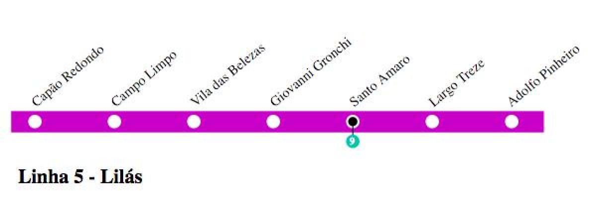 Карта метро Сан - Паулу- линия 5 - Сиреневый