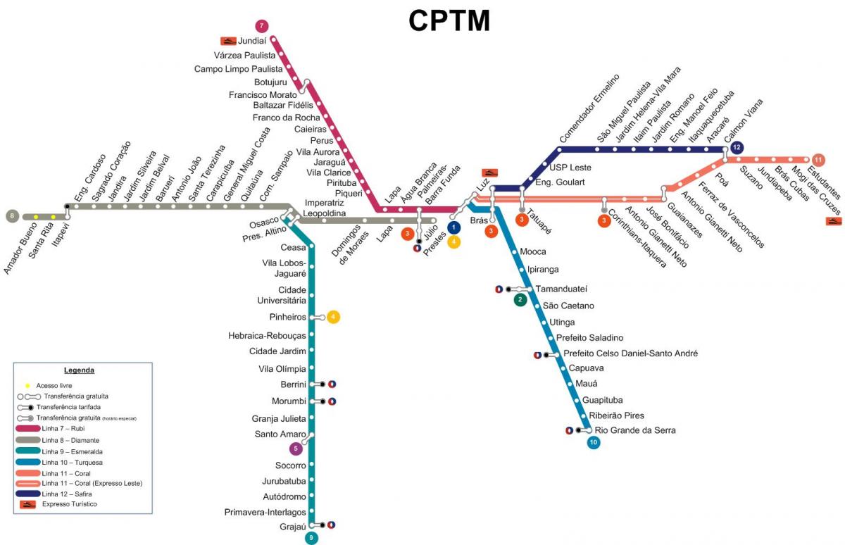 Карта Сан-Паулу CPTM