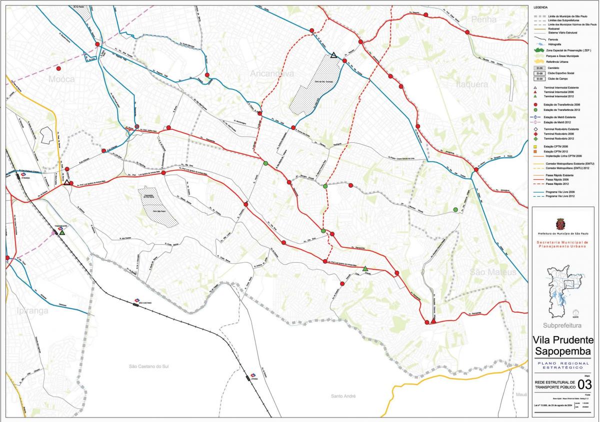 Карта Сан-Паулу-Вила-Пруденти - общественный транспорт