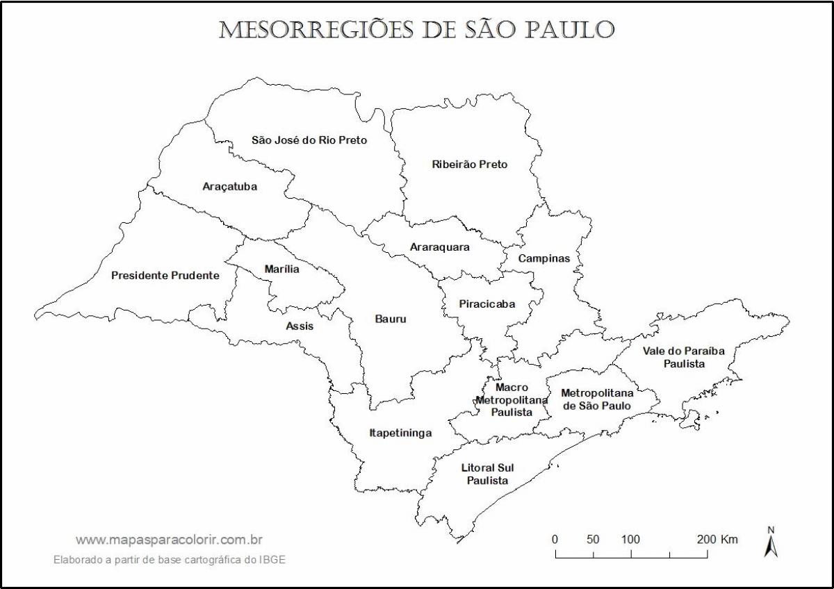 Карта Сан-Паулу Дева - имена регионов