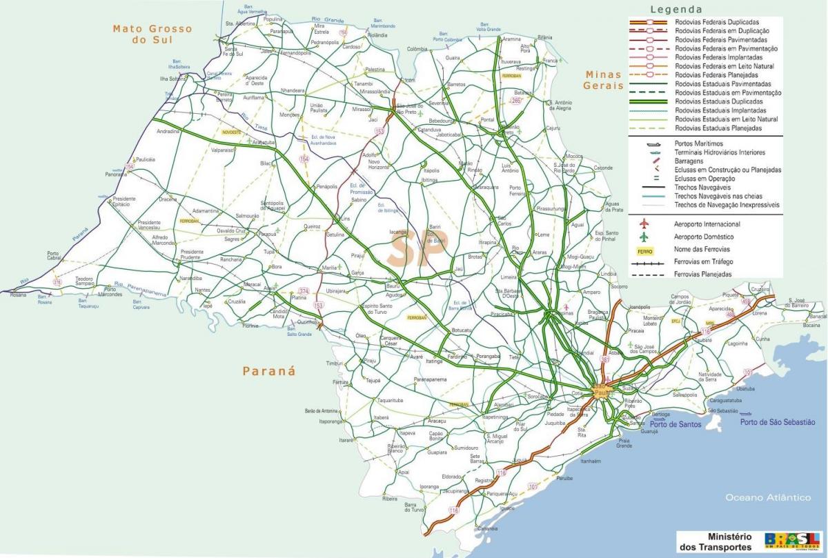 Карта автомобильных дорог Сан-Паулу