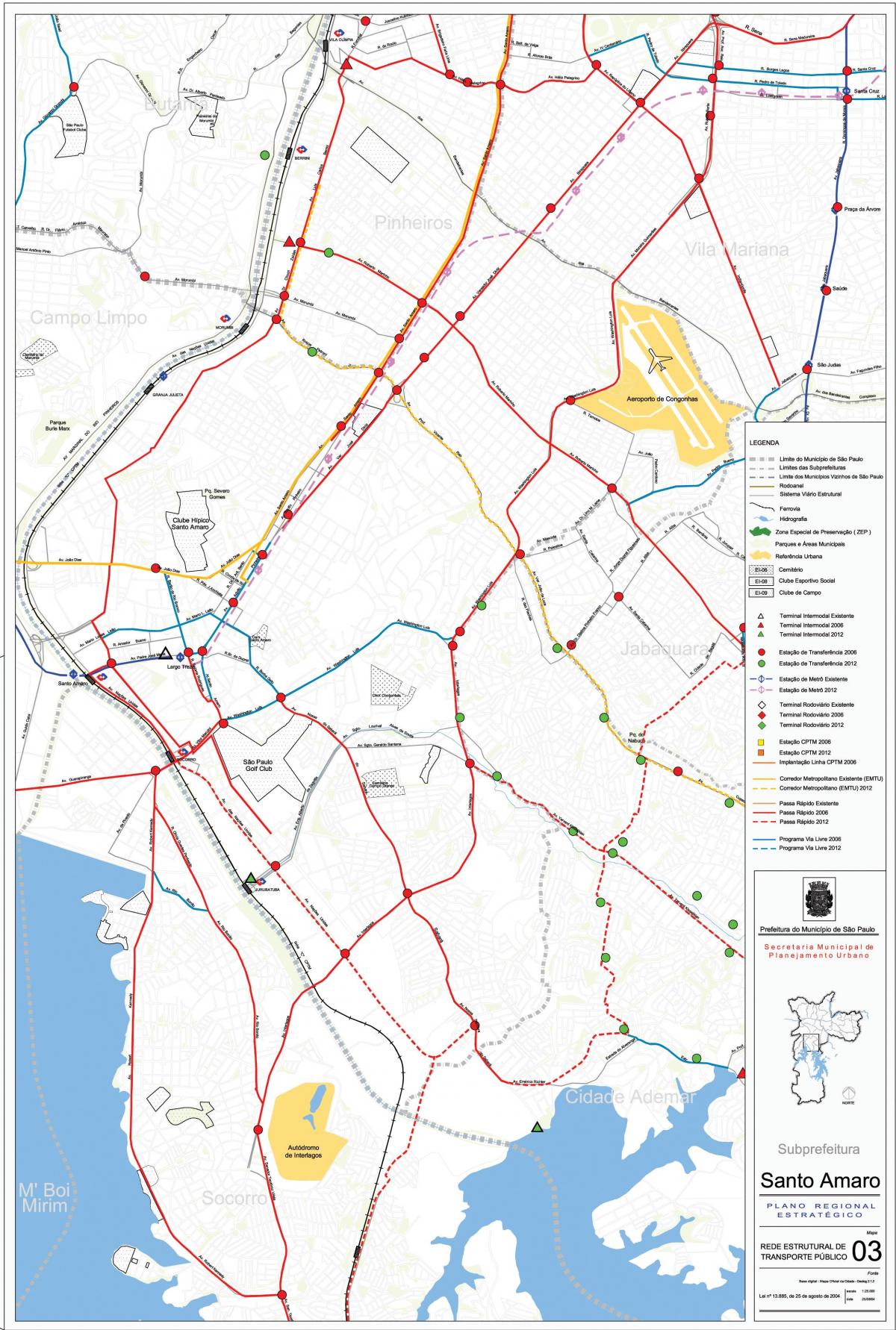 Карта Санту-Амару Сан-Пауло - общественный транспорт
