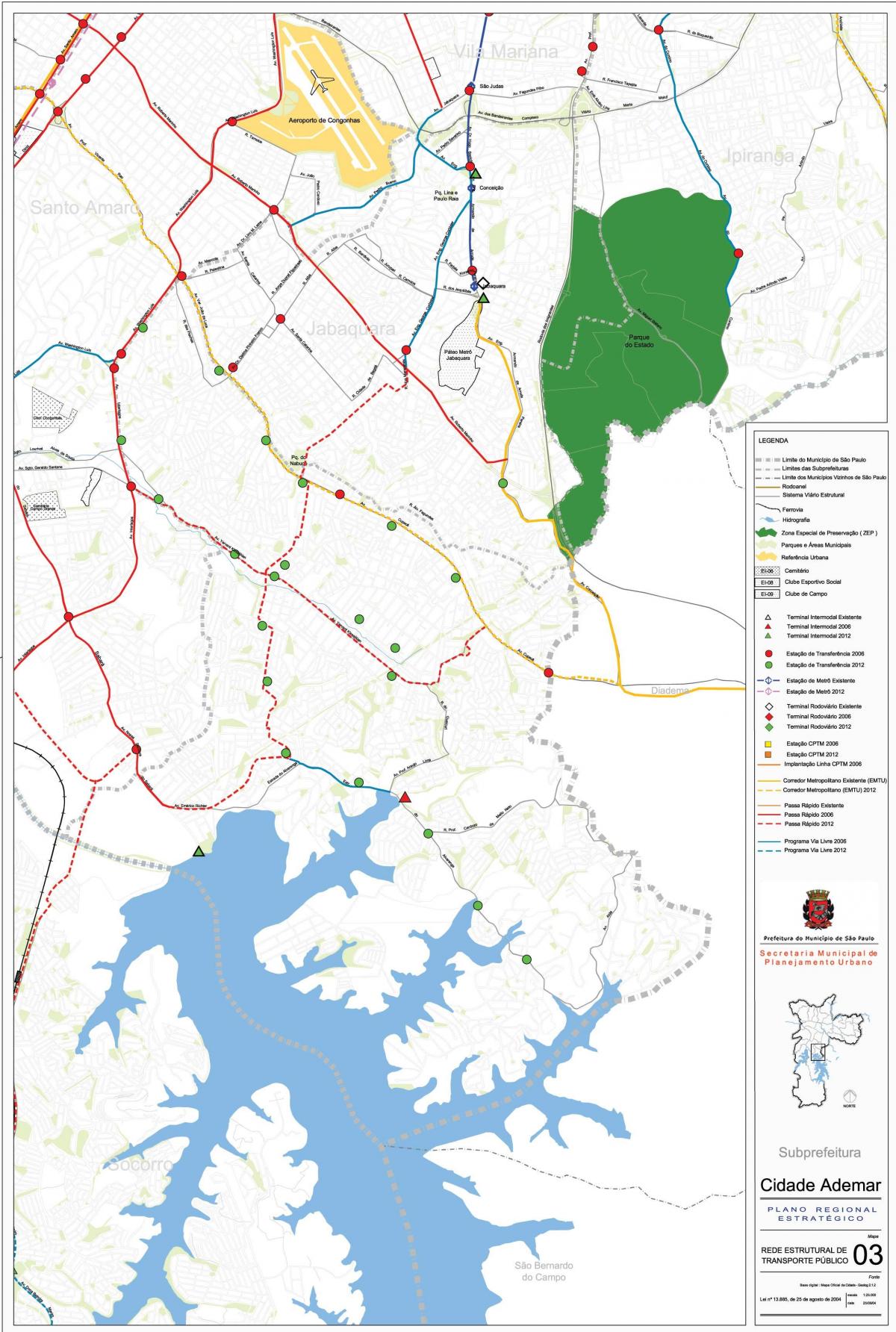 Карта Сидаде Адемаре Сан-Паулу - общественный транспорт