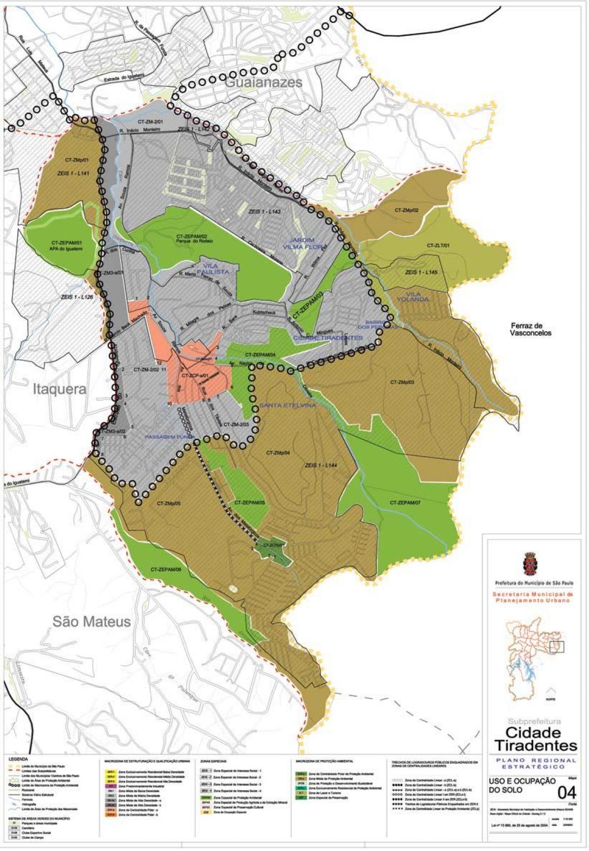 Карта Сидаде Тирадентесе Сан-Паулу - захват земли