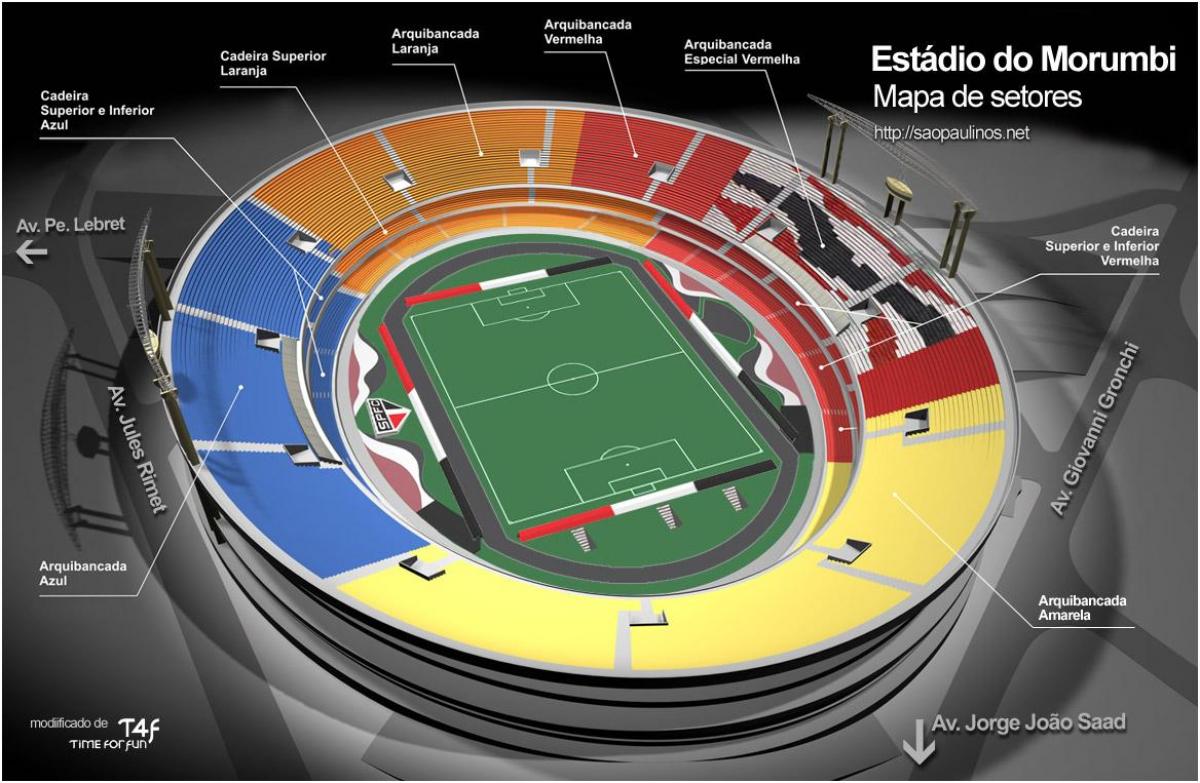 Карта Сисеро-Помпеу де Толедо-Сан-Паулу стадион