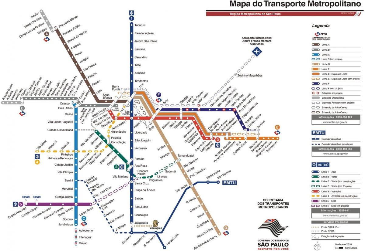 Карта столичный транспорт Сан-Паулу