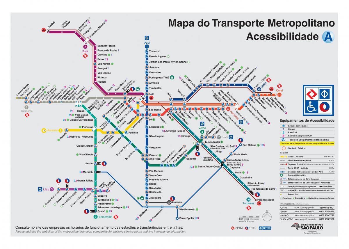 Карта транспорта Сан-Паулу - инвалидов