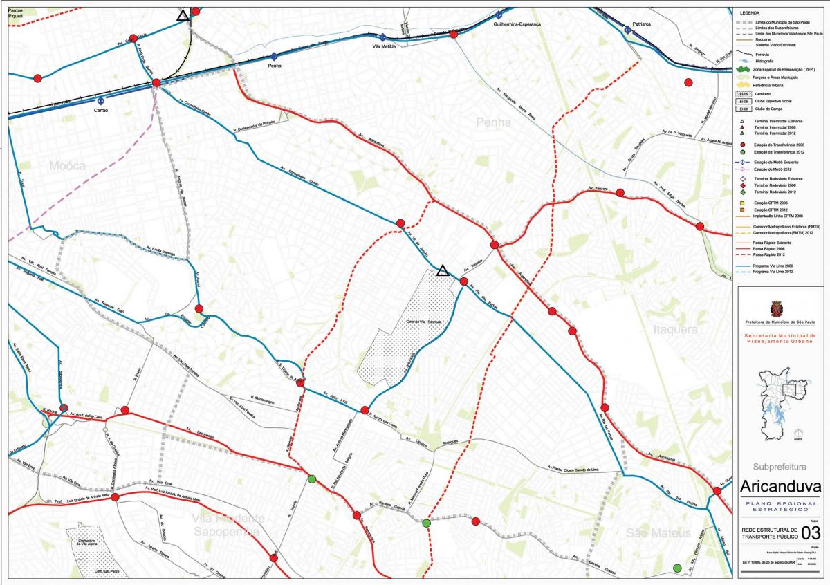 Карта Центр-Вила Формоза-Сан-Паулу - общественный транспорт