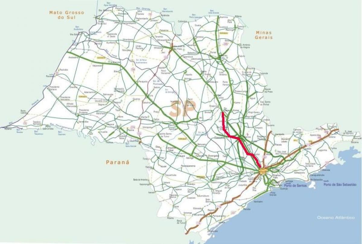 Карта шоссе Бандейрантис - СП 348