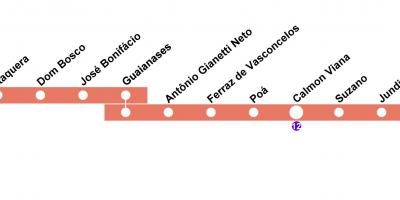 Карта Сан-Паулу CPTM - линия 11 - Коралловый