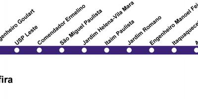 Карта Сан-Паулу CPTM - линия 12 - Сапфир