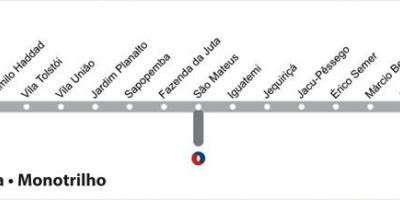 Карта метро Сан - Паулу- линия 15 - серебро