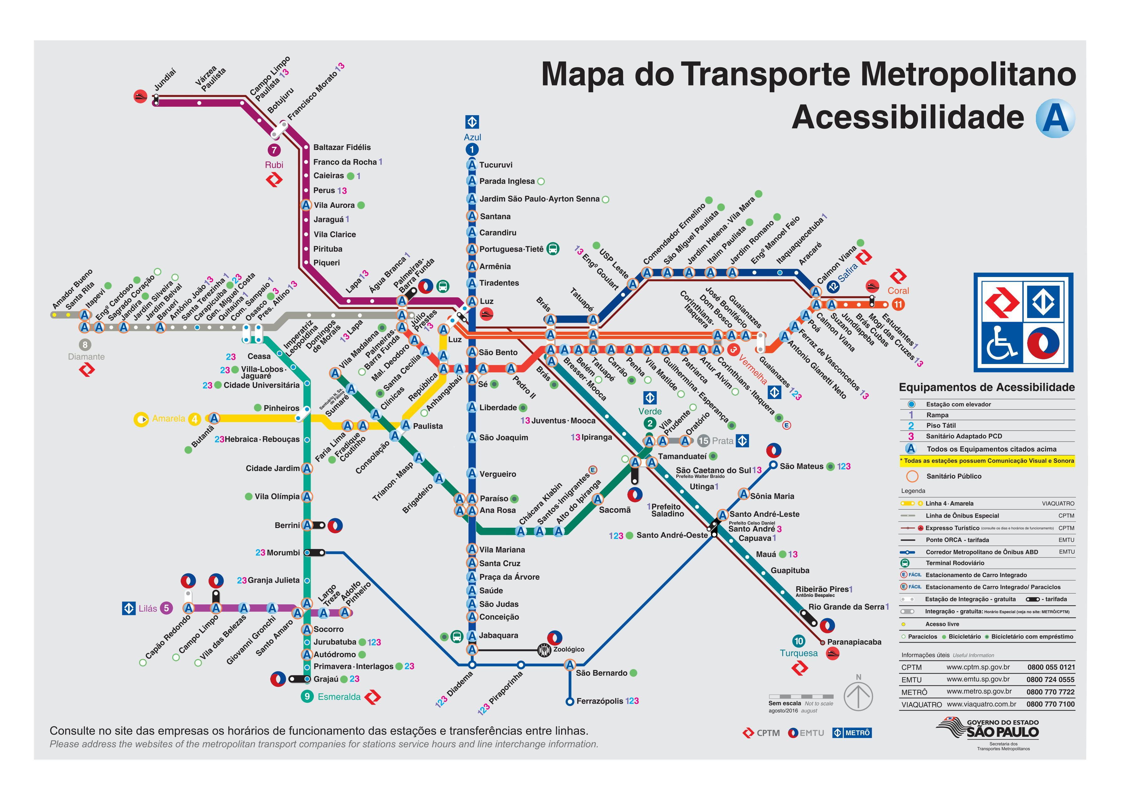 Транспорт Сан-Паулу - оборудование для инвалидов - карта транспорта Сан- Паулу - инвалидов (Бразилия)