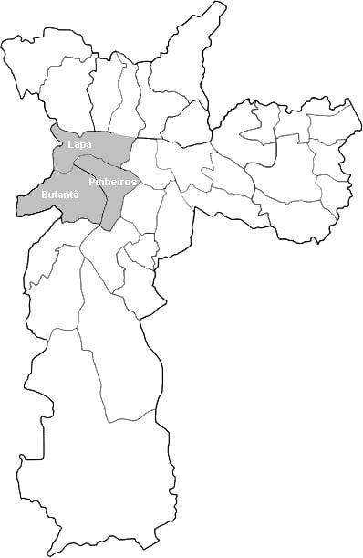 Карта Сан-Паулу зоны Оэсте