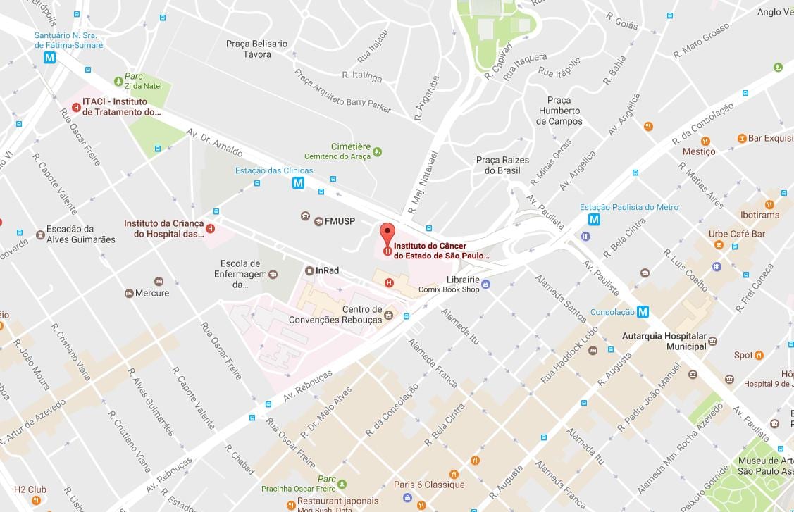 Карта Института рака в Сан-Паулу