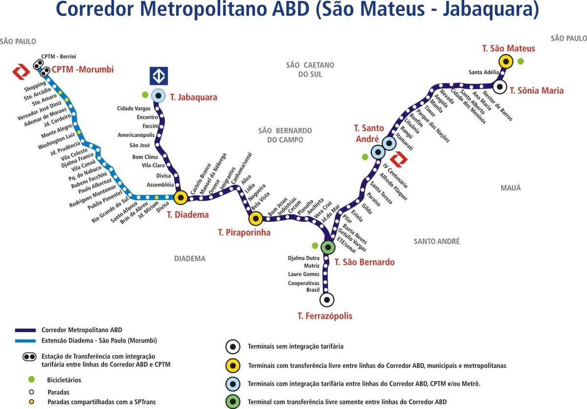 Карта коредоре метрополитано Абд