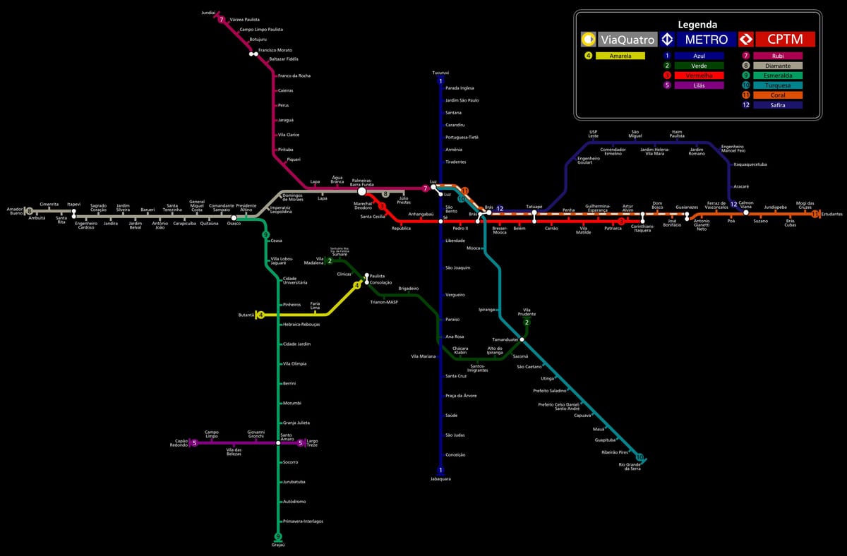 Карта метро Сан-Паулу CPTM