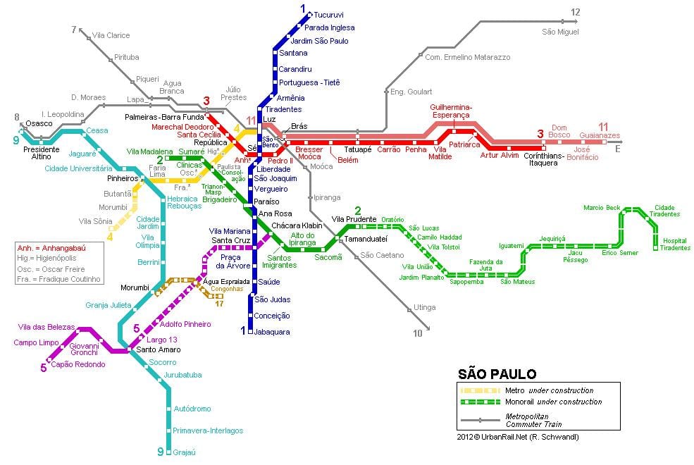 Карта Сан-Паулу монорельса