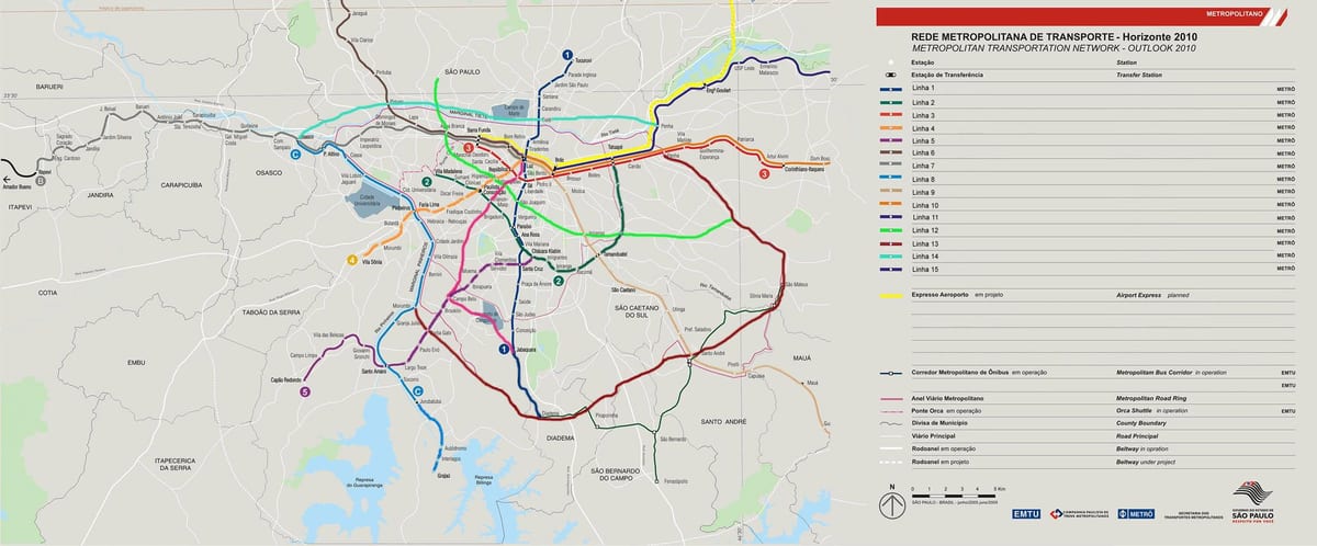 Карта транспортной сети Сан-Паулу