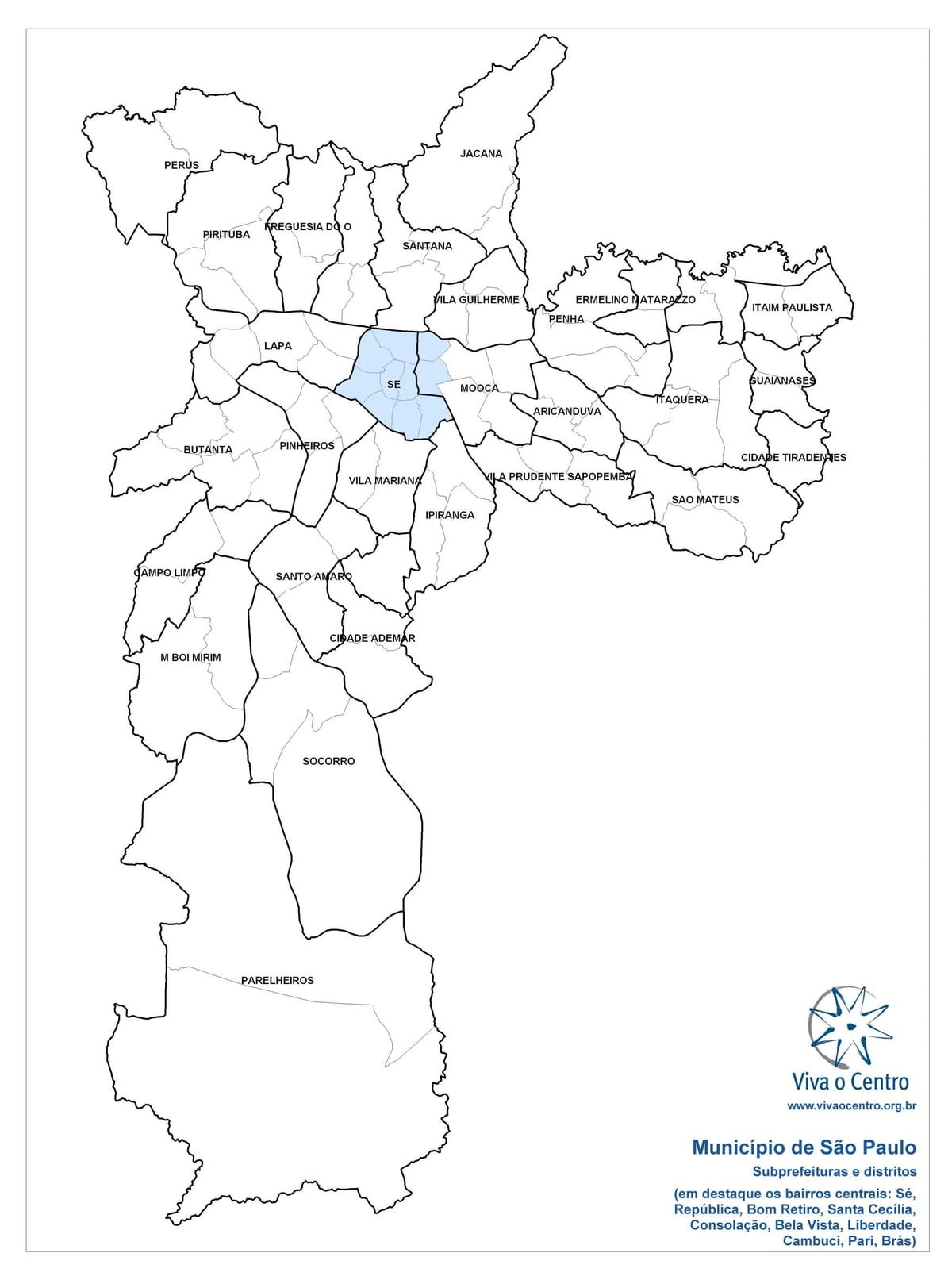 Карта центральной зоне Сан-Паулу