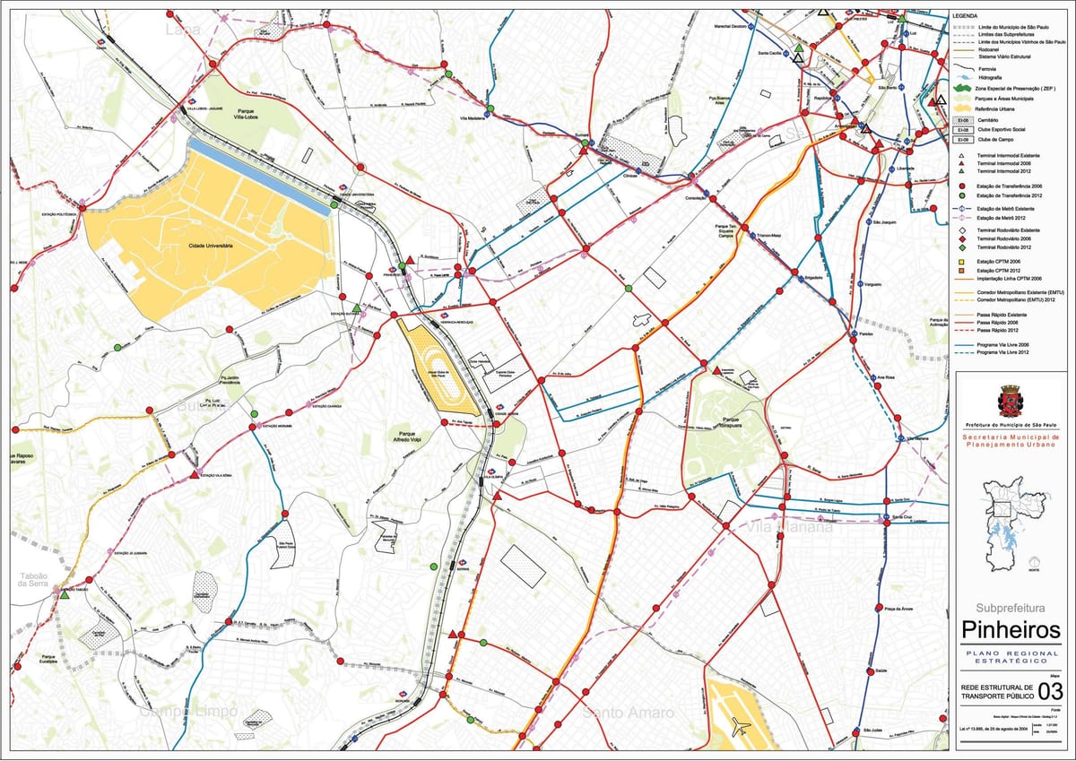 Карта pinheiros в Сан - Паулу- общественный транспорт