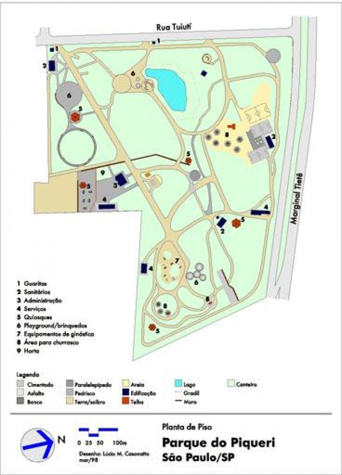 Карта Piqueri Парк Сан-Паулу