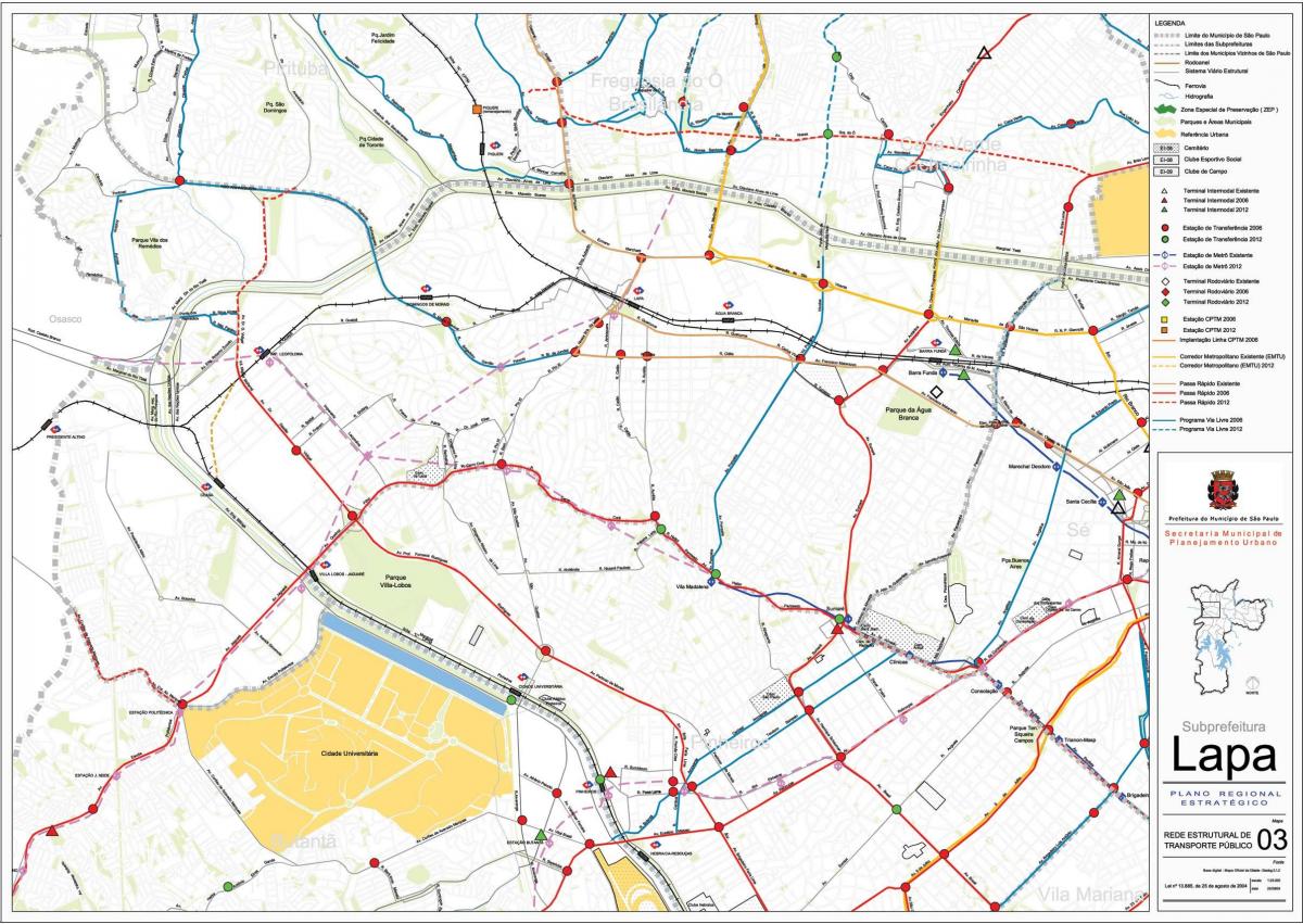 Карта Лапа Сан - Паулу- общественный транспорт
