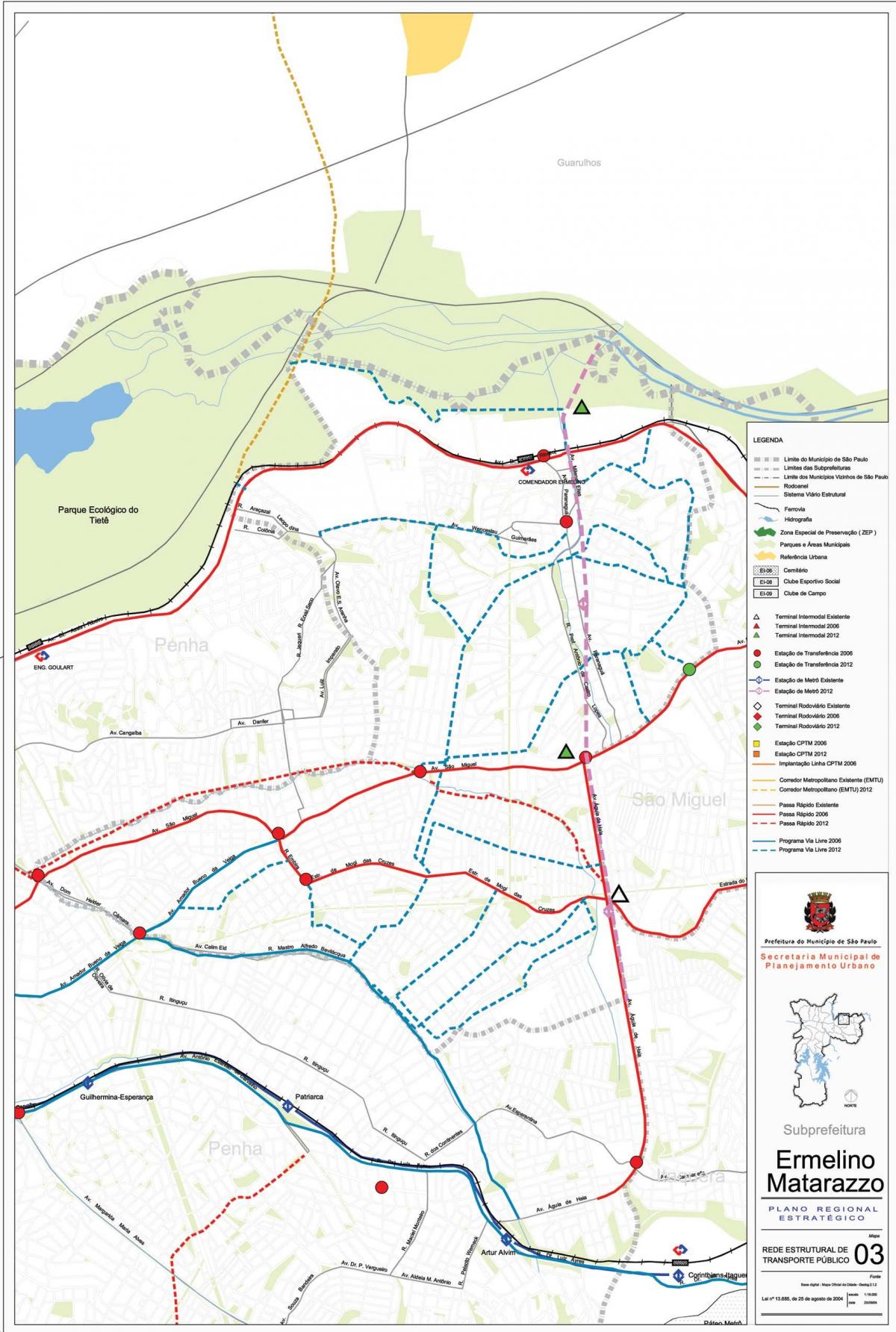 Карта Ermelino Матараццо Сан - Паулу- общественный транспорт