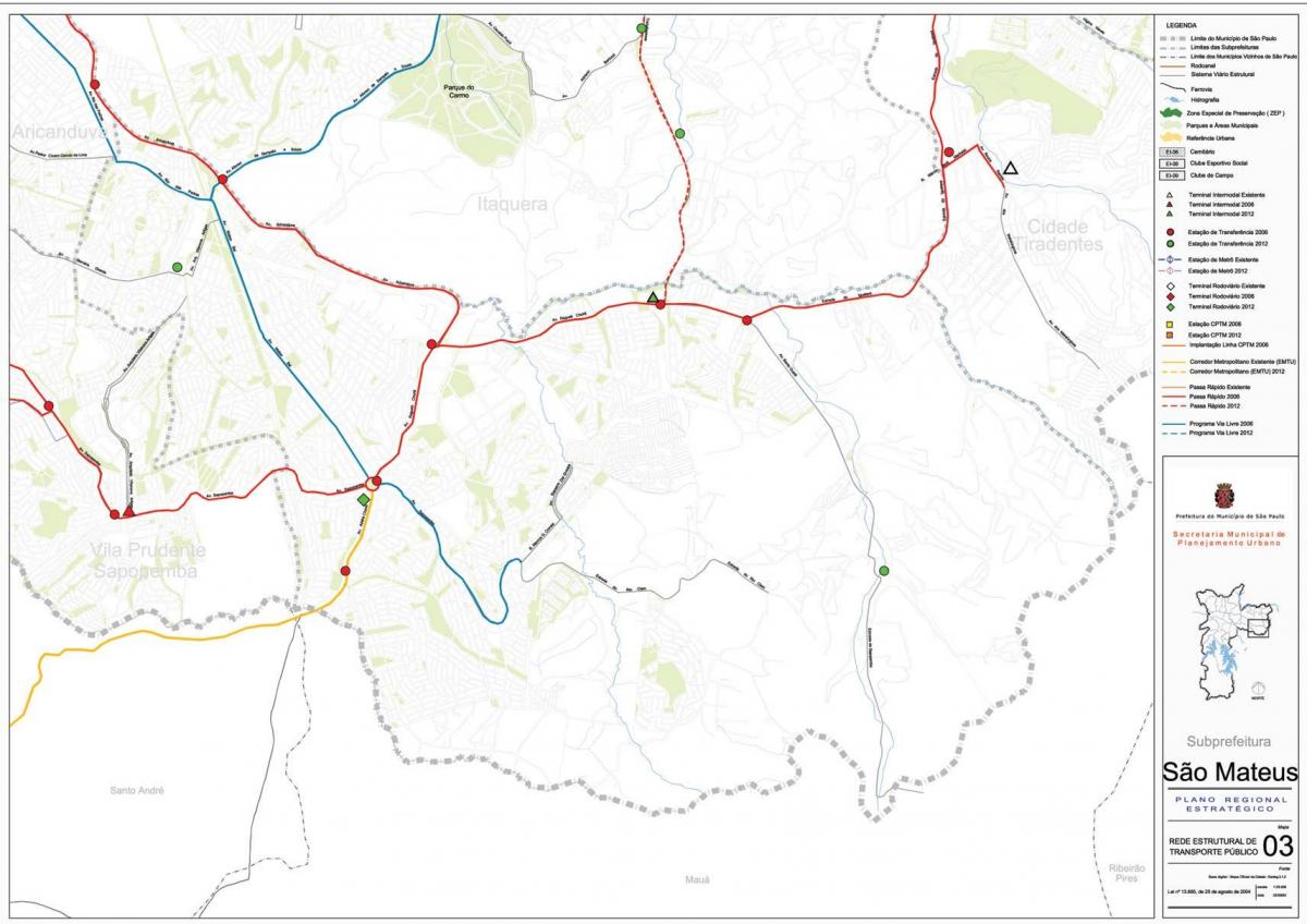 Карта Сан-Матеус-Сан - Паулу- общественный транспорт