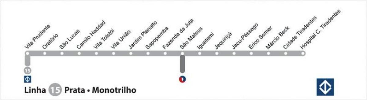 Карта Сан-Паулу монорельс - линия 15 - серебро