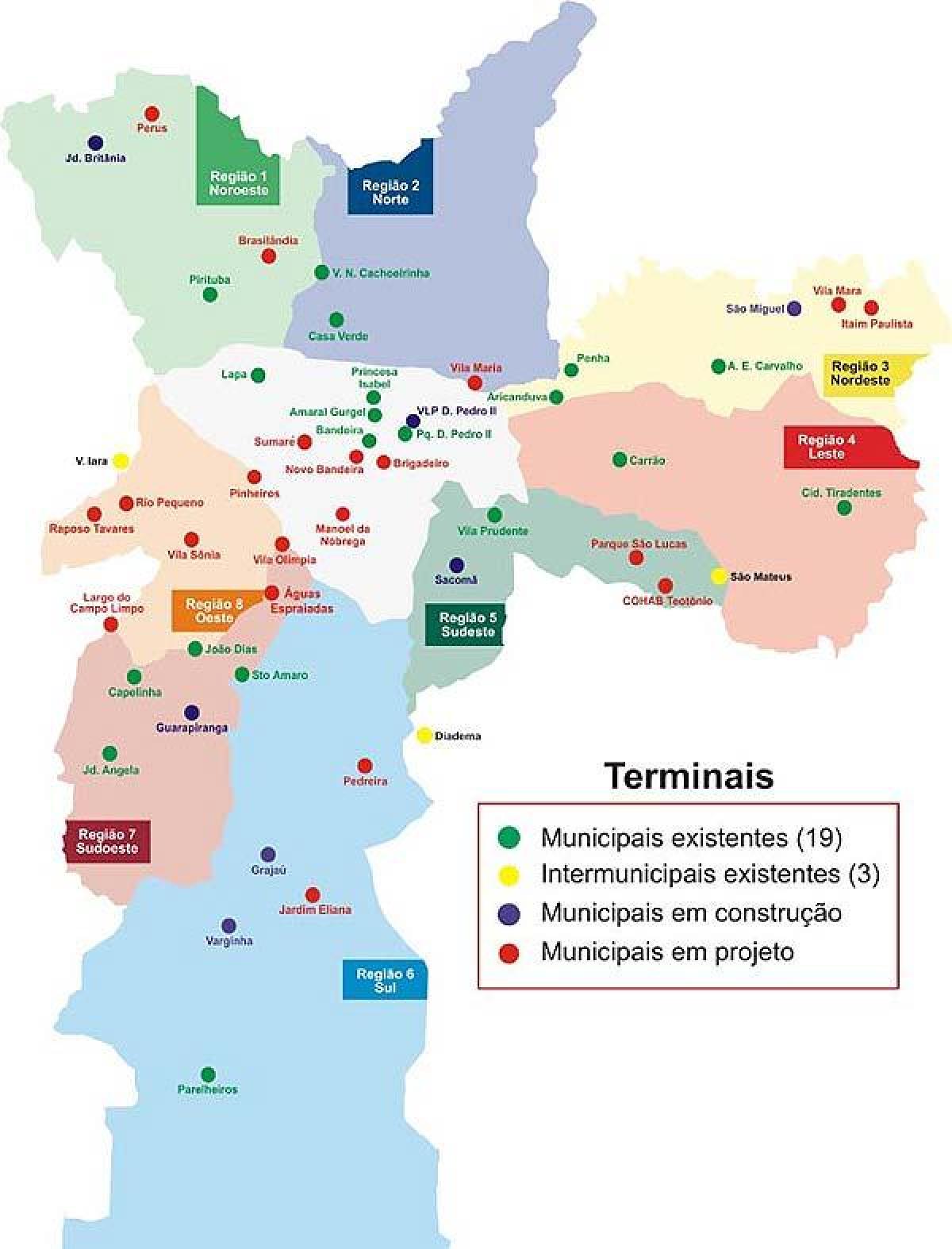 Карта терминалов автобусе Сан-Паулу