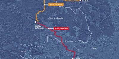 Карта коредоре БРТ метрополитано Альфавиль-Кажамар