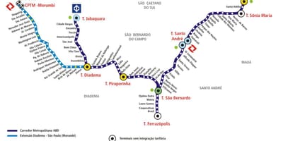 Карта коредоре метрополитано Абд