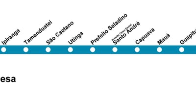 Карта Сан-Паулу CPTM - линия 10 - бирюзовый