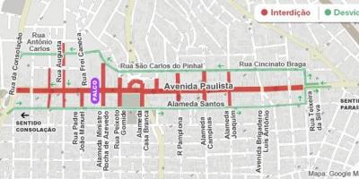 Карта авеню Паулиста в Сан-Паулу